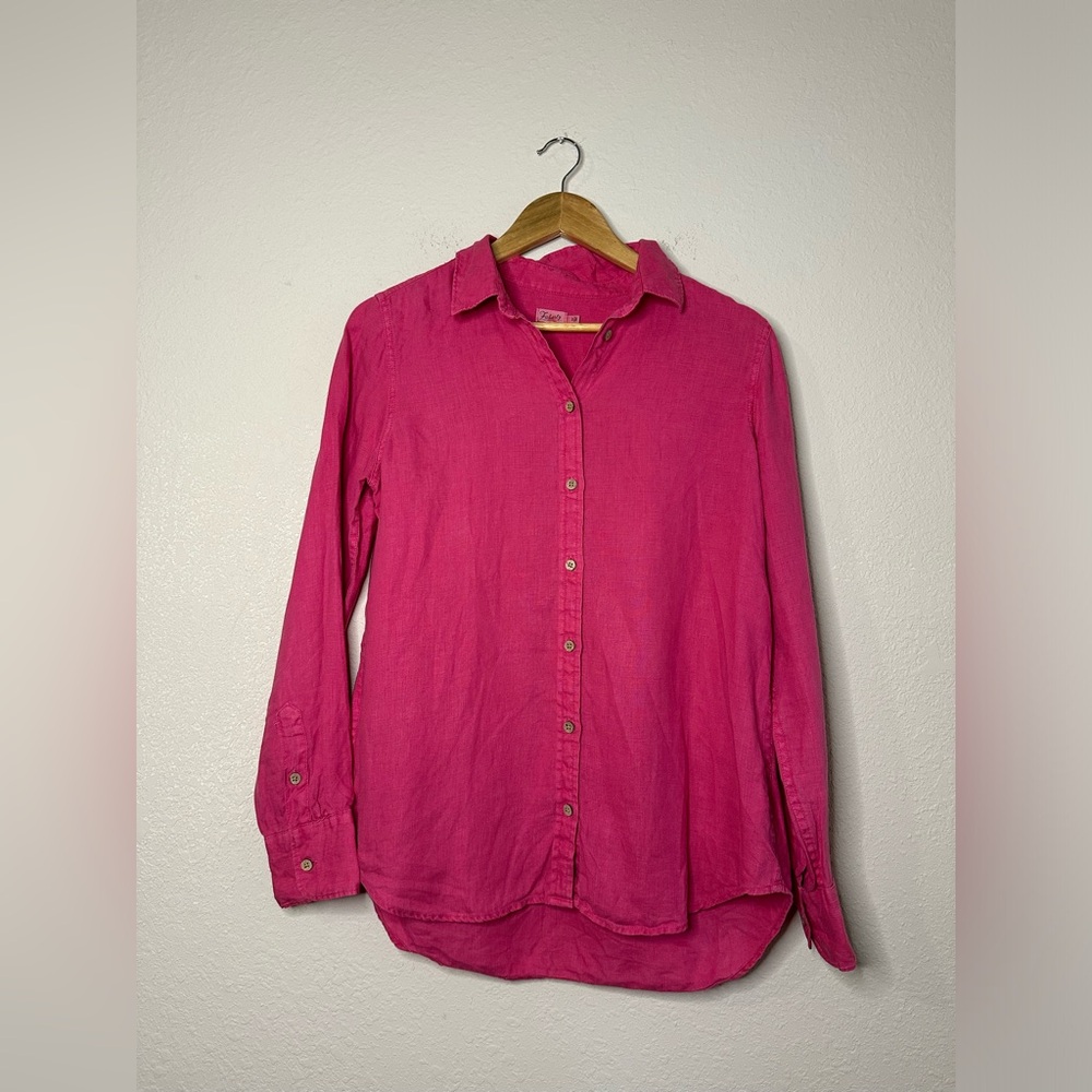 Faherty Pink Linen Button Down Size Small